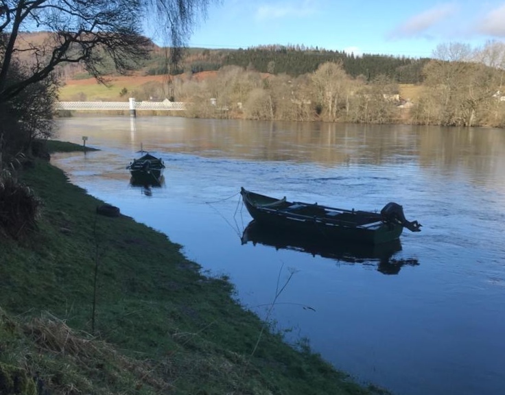 River Tay Salmon Fishing Boats Near Dunkeld