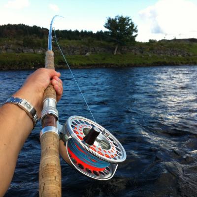 This is my own Monteith salmon fly rod and Van Staal salmon fly reel on the River Tay's Kinnaird beat.