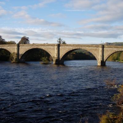 This fantastic 200 year old sandstone bridge spans the River Tay at Dunkeld and is a landmark on the Tay. There's some very good salmon fishing water both upstream and downstream of the beautiful Scottish bridge which has been a a visual marker for many River Tay fishing trip guests over the last 2 centuries.