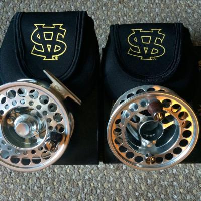 Here's the best salmon reel I've ever used as a professional fly fishing guide. This silver Van Staal C-Vex Combo fly reel has been my own personal salmon fly reel since 2003. The C-Vec 9/11 Combo comes with 2 spools (1 x 9/10 & 1 x  10/11) that fit the same reel housing which is a clever design and eliminates the need to carry 2 reels.