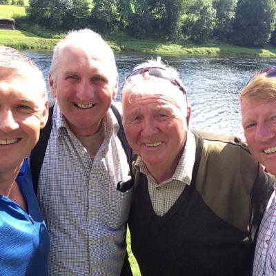 Here's a few of my professional salmon guide friends from the famous Ballathie Beat of The River Tay near Stanley. The man with the green jumper is Geordie McInnes would I first met on the Tay back in the 70's on the Newtyle Beat. Geordie went on to be a famous Tay ghillie and before he retired a few years ago he was one of the Ballathie Beat ghillies.