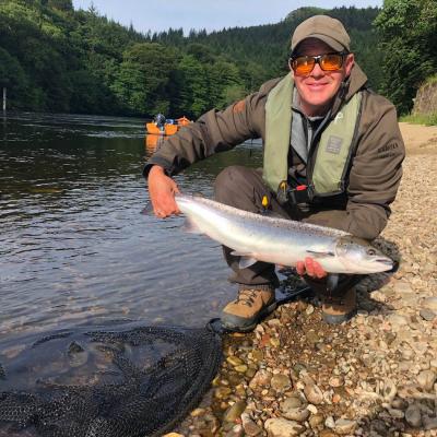 Here's a fresh run Summer salmon which was caught by one of our River Tay salmon fishing trip guests who interviewed this perfect Summer fish during late July while on his annual salmon fishing trip vacation. July has always been a good salmon fishing month on the River Tay in Highland Perthshire.