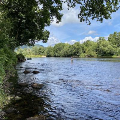 The River Tay is Scotland's best known salmon river for visiting salmon fishers and is exceptionally popular for various good fishing & accommodation reasons. Let a professional Tay guide introduce you to the best salmon fishing venues. This shot was taken on the Tay near Logierait & Ballinluig where the River Tummel joins the Tay.