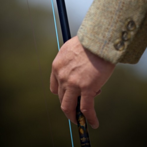 Here's a great shot of Jock Monteith's Tweed jacket and favourite Monteith salmon fly rod. The salmon fly rod was hand built by Harrisons of Liverpool and the light blue fly line was produced by Airflo in Brecon, Wales. My Tweed jackets were always made by Haggarts of Aberfeldy who used to supply all of the fishing & shooting estates in Scotland.